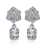 Rose Crystal Chain Earrings Austrian Wedding Charm Women