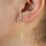 925 Silver Crown CZ Dangle Earrings Women Wedding Jewelry