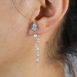 925 Silver Crown CZ Dangle Earrings Women Wedding Jewelry