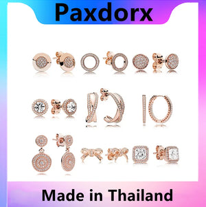 S925 Sterling Silver Rose Earring Europe Women Logo Jewelry