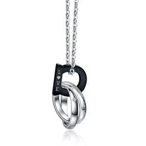 Austrian Crystal Couple Necklace Stainless Steel Pendant