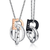 Austrian Crystal Couple Necklace Stainless Steel Pendant