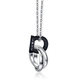 Austrian Crystal Couple Necklace Stainless Steel Pendant