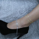 High 21+5cm Tennis Chain Cz Butterfly Charm Anklet Women Jewelry