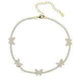 High 21+5cm Tennis Chain Cz Butterfly Charm Anklet Women Jewelry