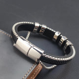 Personalized Family Name Chain Bracelets for Men with Stainless Steel Charms