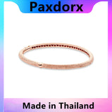 S925 Silver Rose Matte Bangle Bracelet Charm Bead DIY Jewelry Set Gift