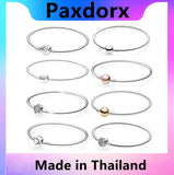 S925 Sterling Silver Rose Clear CZ Charm Bead Bracelet for DIY Snow Bracelets