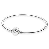 S925 Sterling Silver Rose Clear CZ Charm Bead Bracelet for DIY Snow Bracelets