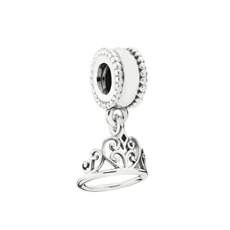 Vintage Thai Silver Crown Charm Pendant for DIY Bracelet