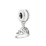 Vintage Thai Silver Crown Charm Pendant for DIY Bracelet