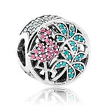 Sterling Silver Sea Charms Glass Beads Bangle DIY Bracelet