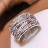 925 Silver Interweave Zirconia Wedding Rings for Women
