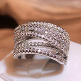 925 Silver Interweave Zirconia Wedding Rings for Women