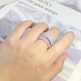 925 Silver Interweave Zirconia Wedding Rings for Women