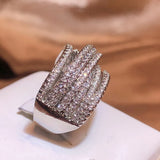 925 Silver Interweave Zirconia Wedding Rings for Women