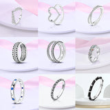 925 Silver Stackable Rings Rainbow Heart Ring Engagement Jewelry
