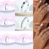 925 Silver Stackable Rings Rainbow Heart Ring Engagement Jewelry