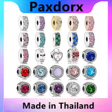 S925 Sterling Silver Clip Charm Radiant Hearts Multicolor Clear Cz Rose Bead