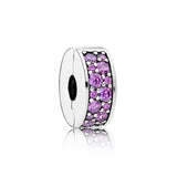 S925 Sterling Silver Clip Charm Radiant Hearts Multicolor Clear Cz Rose Bead