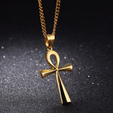 Egyptian Ankh Crucifix Necklace Stainless Steel Symbol of Life Cross Jewelry