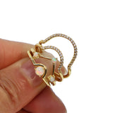 4pcs Rhinestone Opal Wave Ring Set Thin Midi Finger Stacking Rings