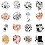 925 Sterling Silver Rose Heart Emblem Charm Bracelet Gift