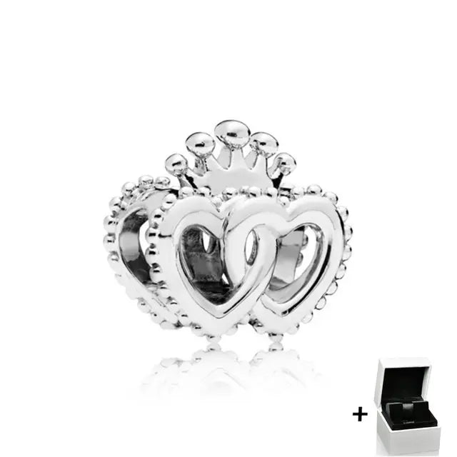 925 Sterling Silver Rose Heart Emblem Charm Bracelet Gift