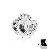 925 Sterling Silver Rose Heart Emblem Charm Bracelet Gift