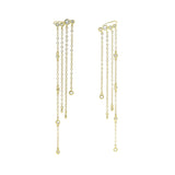 925 Silver Geometric CZ Tassel Drop Earrings