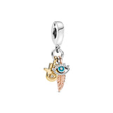 925 Silver Dragon Charm with Devil's Eye Bead for Pan Bracelet