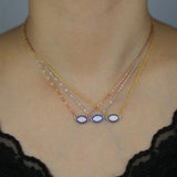 925 Silver CZ Evil Eye Charm Necklace Delicate Chain Eye Choker