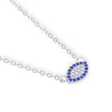 925 Silver CZ Evil Eye Charm Necklace Delicate Chain Eye Choker