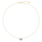 925 Silver CZ Evil Eye Charm Necklace Delicate Chain Eye Choker