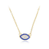 925 Silver CZ Evil Eye Charm Necklace Delicate Chain Eye Choker