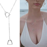 925 Silver Double Horse Hoof Pendant Horseshoe Necklace For Women