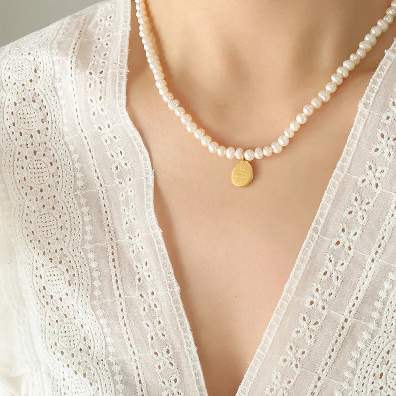 Freshwater Pearl Pendant Necklace for Women Girls Valentines Gift
