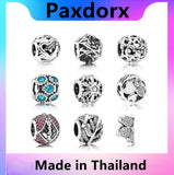 S925 Sterling Silver Hollow Shine Charm Beads Fit Bracelet DIY Bangle