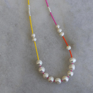 Baroque Pearl Necklace Colorful Beads Girl Gift 18KGF Gold Plate