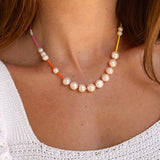 Baroque Pearl Necklace Colorful Beads Girl Gift 18KGF Gold Plate