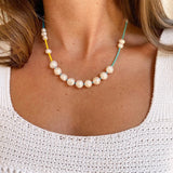 Baroque Pearl Necklace Colorful Beads Girl Gift 18KGF Gold Plate