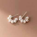 925 Sterling Silver Pearl Studs Classic Ins Style Earrings