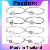 S925 Silver Heart Chain Bangle for Charm Bracelet