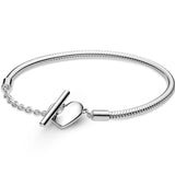 S925 Silver Heart Chain Bangle for Charm Bracelet