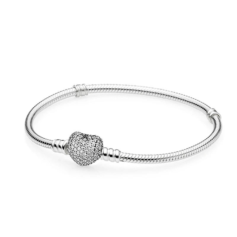 S925 Silver Heart-shaped Chain for Charm Bracelet