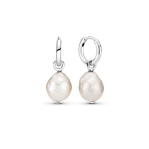S925 Sterling Silver Baroque Pearl Earrings for Pandora Charm Necklace