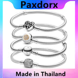 S925 Sterling Silver Family Heart Clasp Chain Bracelet