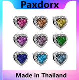 S925 Heart Crystal Charm Bead for Bracelet DIY Women