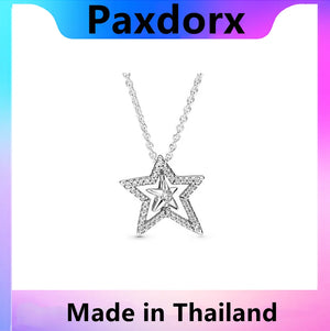 Sterling Silver Asymmetric Star Clavicle Chain Necklace