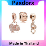S925 Sterling Silver ROSE HANGING HEARTS CHARM PACK